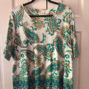 Chico’s Paisley Elbow-Sleeve Tee